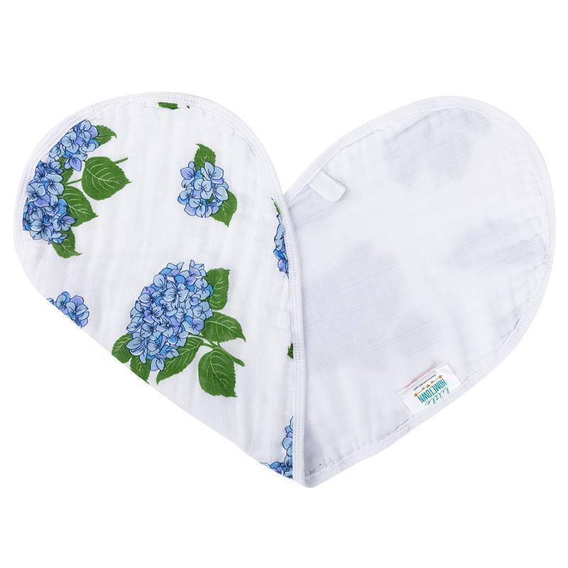 Conjunto de regalo: manta de muselina para bebé con hortensias y babero/paño para eructar combinado