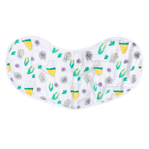 Conjunto de regalo: manta de muselina para bebé de Illinois y paño para eructar/babero combinado