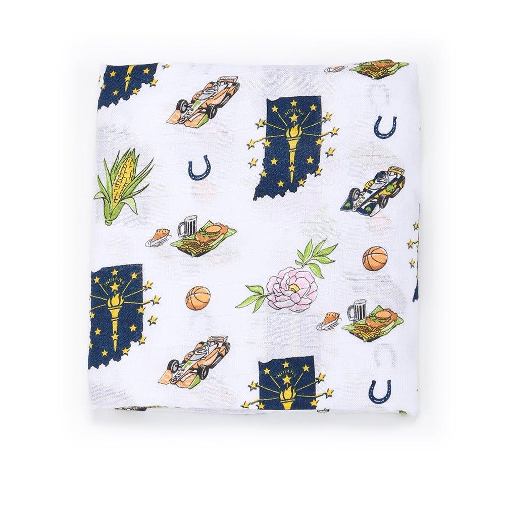 Conjunto de regalo: manta de muselina para envolver al bebé y paño eructador/babero combinados de Indiana Baby