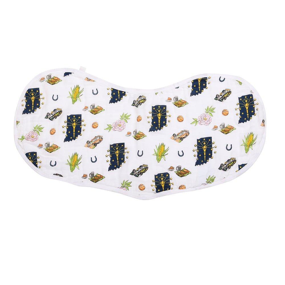 Conjunto de regalo: manta de muselina para envolver al bebé y paño eructador/babero combinados de Indiana Baby