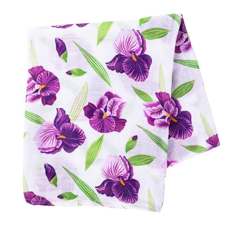 Conjunto de regalo: manta de muselina para bebé Irises y paño eructador/babero combinado