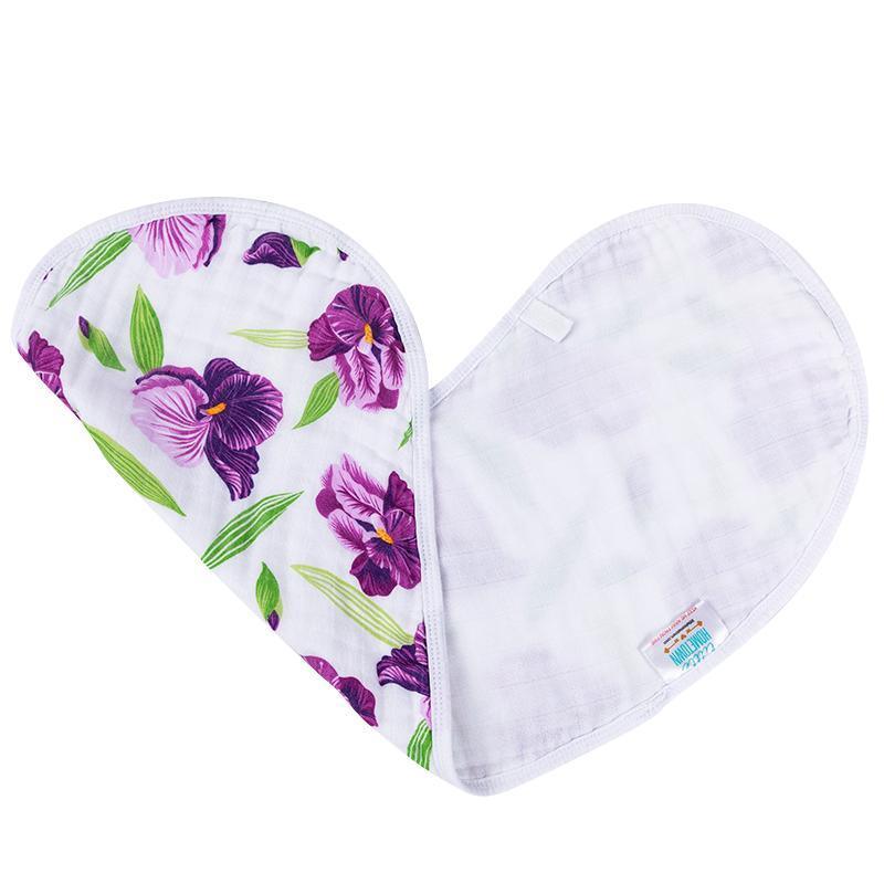 Conjunto de regalo: manta de muselina para bebé Irises y paño eructador/babero combinado