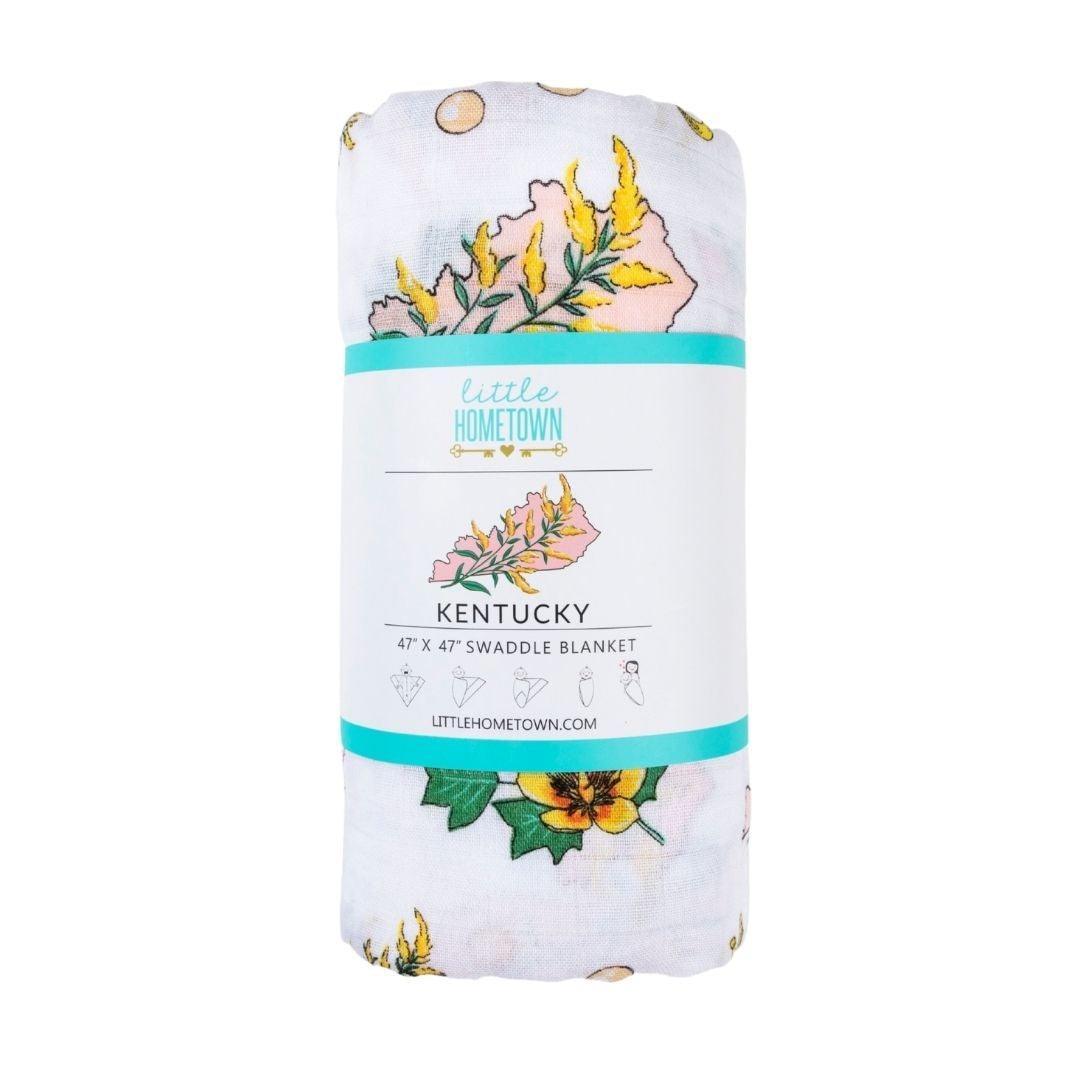 Conjunto de regalo: manta de muselina para envolver al bebé y paño para eructar/babero combinados de Kentucky Baby (floral)