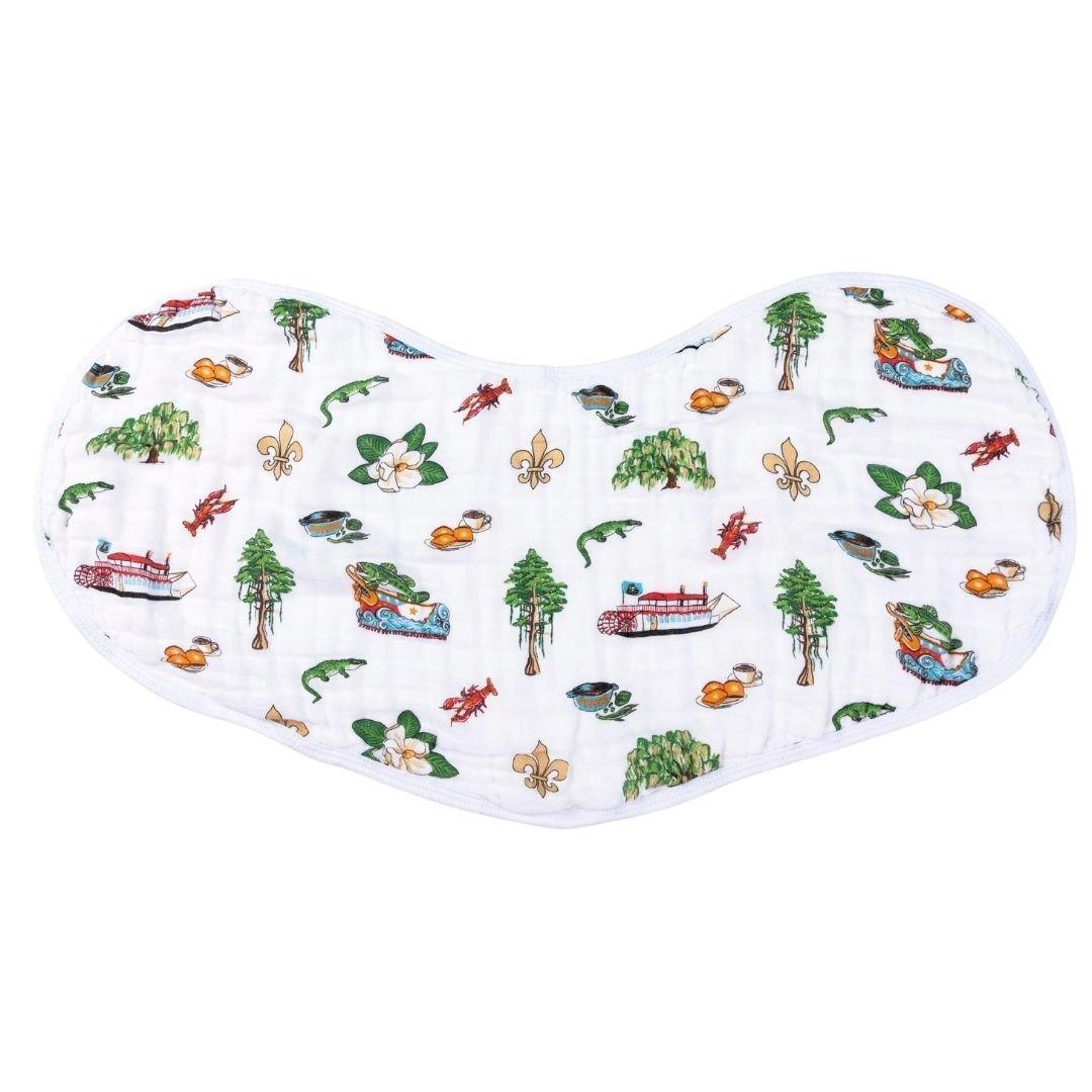 Conjunto de regalo: manta de muselina para envolver al bebé y paño eructador/babero combinados de Louisiana Baby
