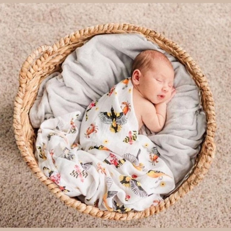 Conjunto de regalo: manta de muselina para envolver al bebé y paño eructador/babero combinados de Maryland Baby