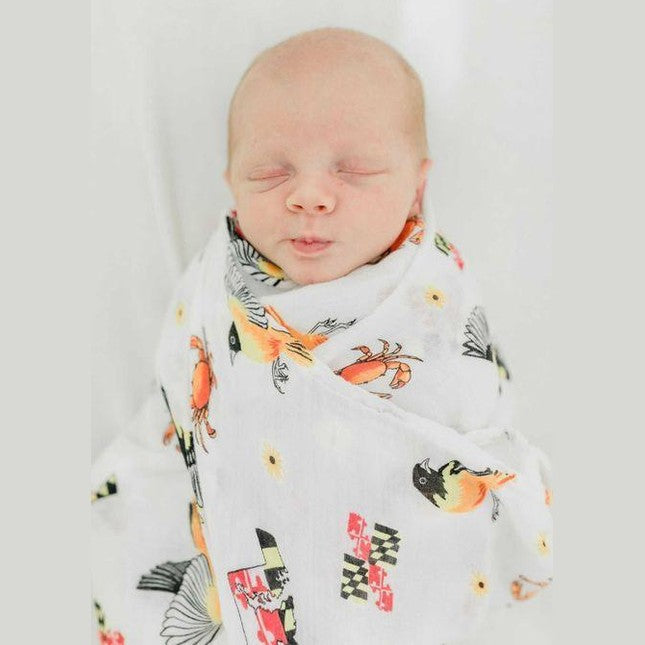 Conjunto de regalo: manta de muselina para envolver al bebé y paño eructador/babero combinados de Maryland Baby