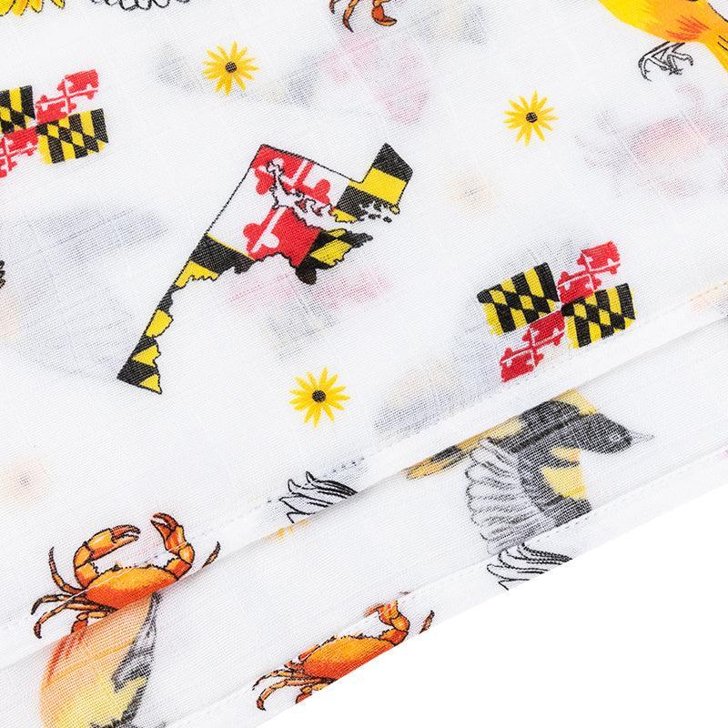 Conjunto de regalo: manta de muselina para envolver al bebé y paño eructador/babero combinados de Maryland Baby