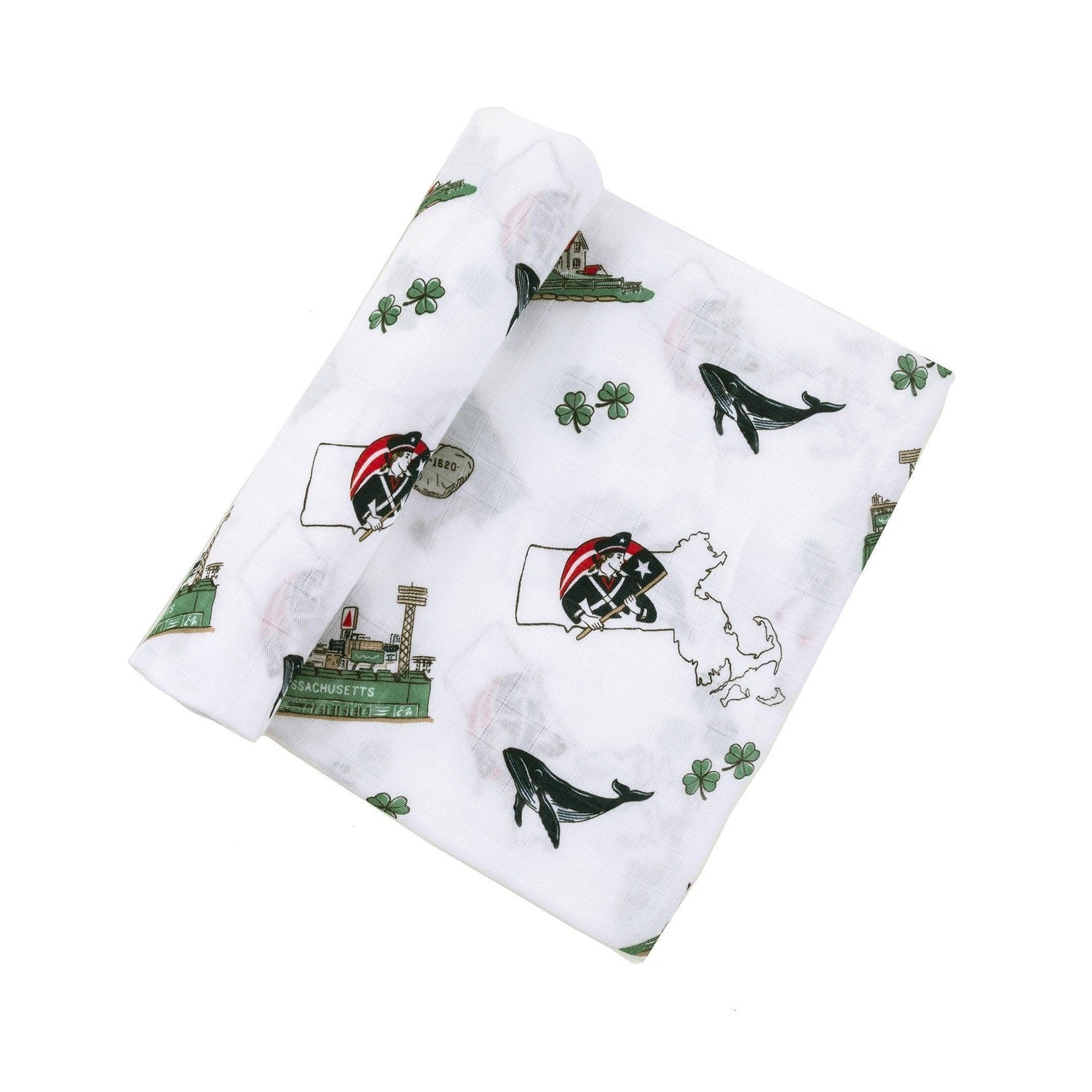 Conjunto de regalo: manta de muselina para envolver al bebé y paño para eructar/babero combinados de Massachusetts Baby