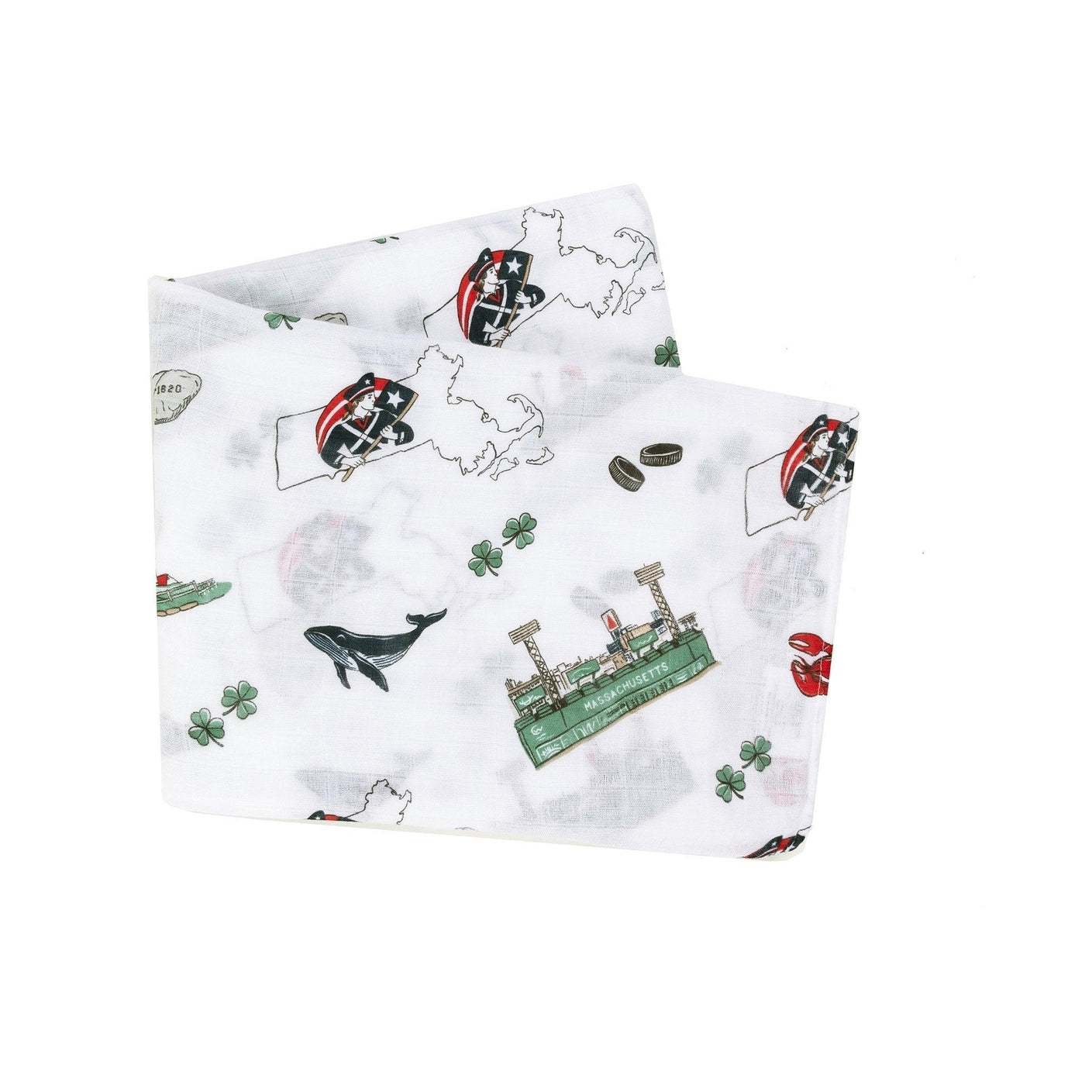 Conjunto de regalo: manta de muselina para envolver al bebé y paño para eructar/babero combinados de Massachusetts Baby