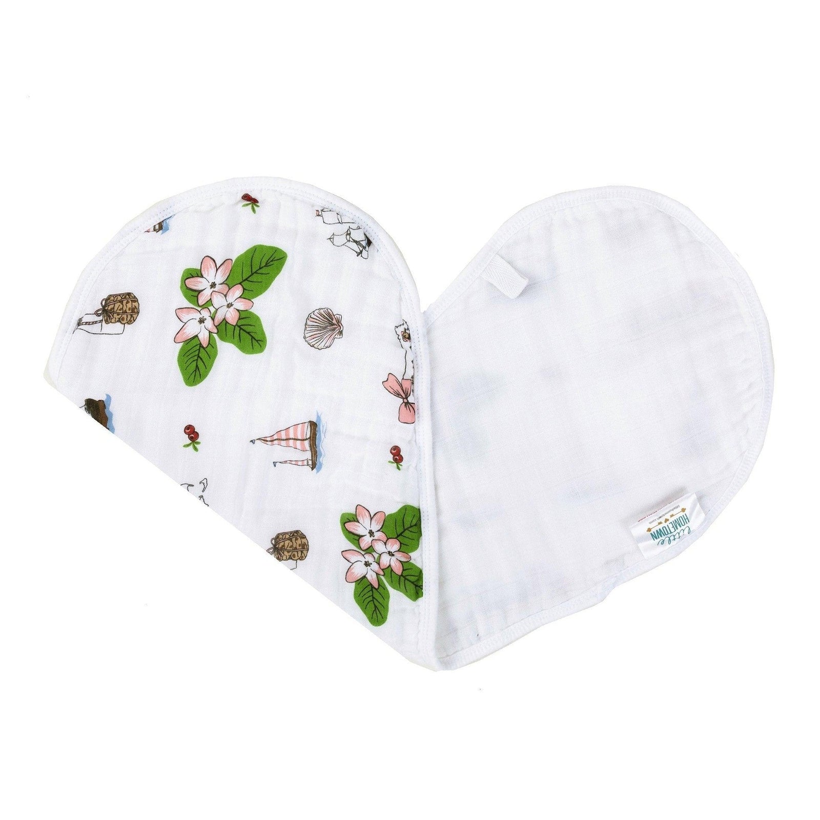 Conjunto de regalo: manta de muselina para bebé con diseño floral de Massachusetts y babero/paño para eructar
