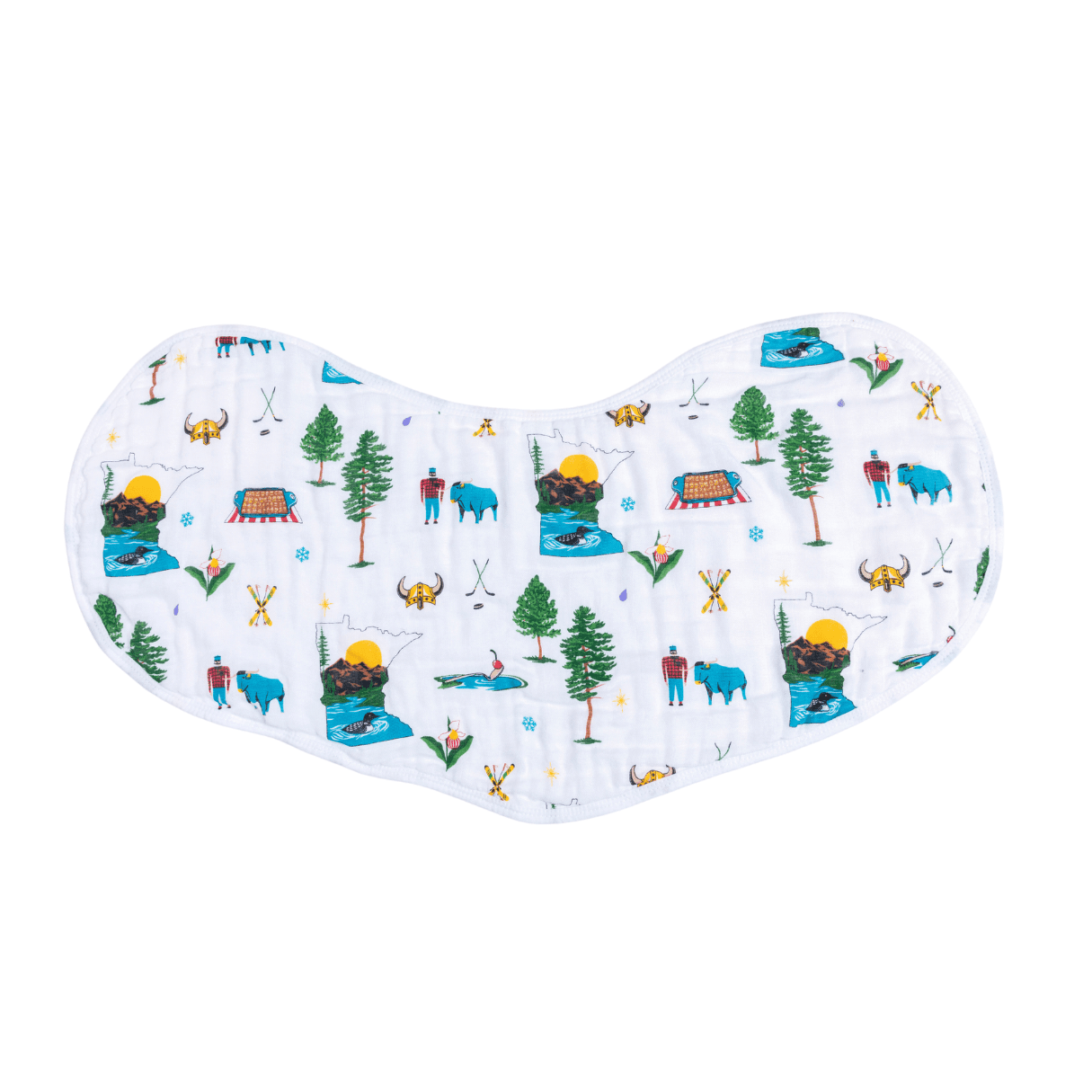 Conjunto de regalo: manta de muselina para envolver al bebé y paño eructador/babero combinados de Minnesota Baby