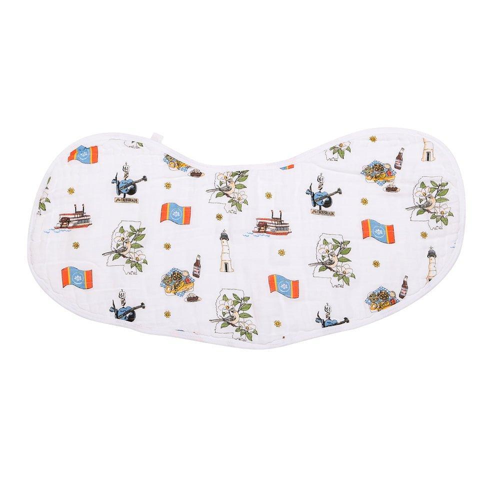 Conjunto de regalo: manta de muselina Mississippi para envolver al bebé y paño para eructar/babero combinado