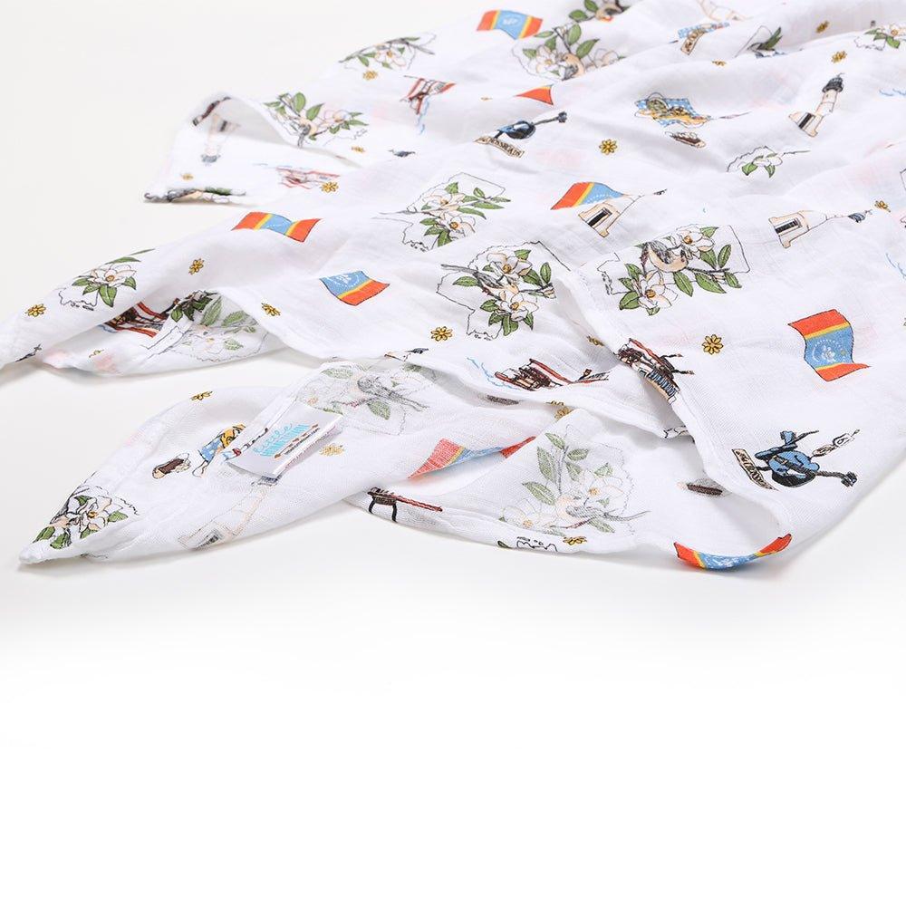 Conjunto de regalo: manta de muselina Mississippi para envolver al bebé y paño para eructar/babero combinado