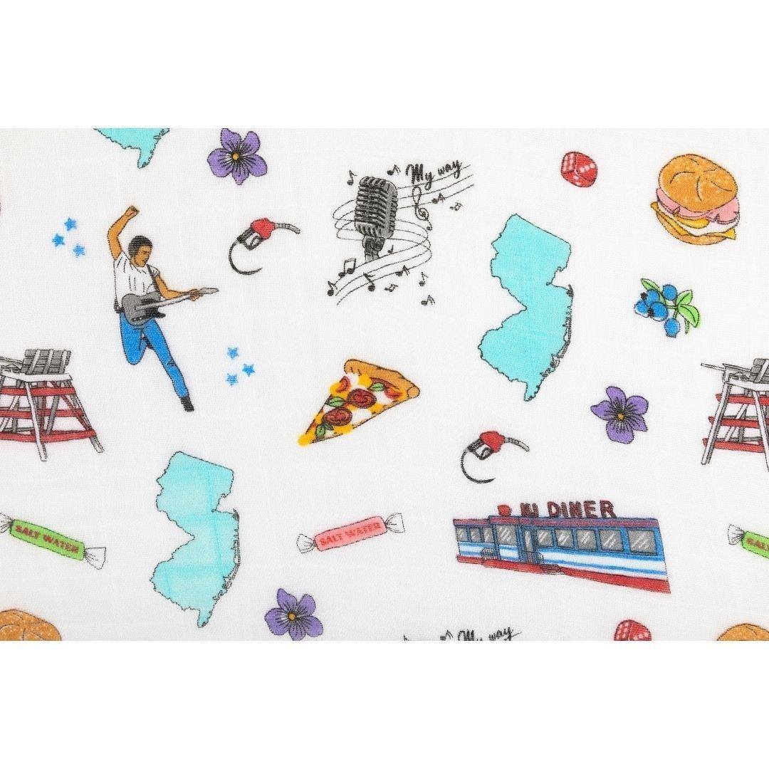 Conjunto de regalo: manta de muselina para envolver al bebé y paño para eructar/babero combinados de New Jersey Baby