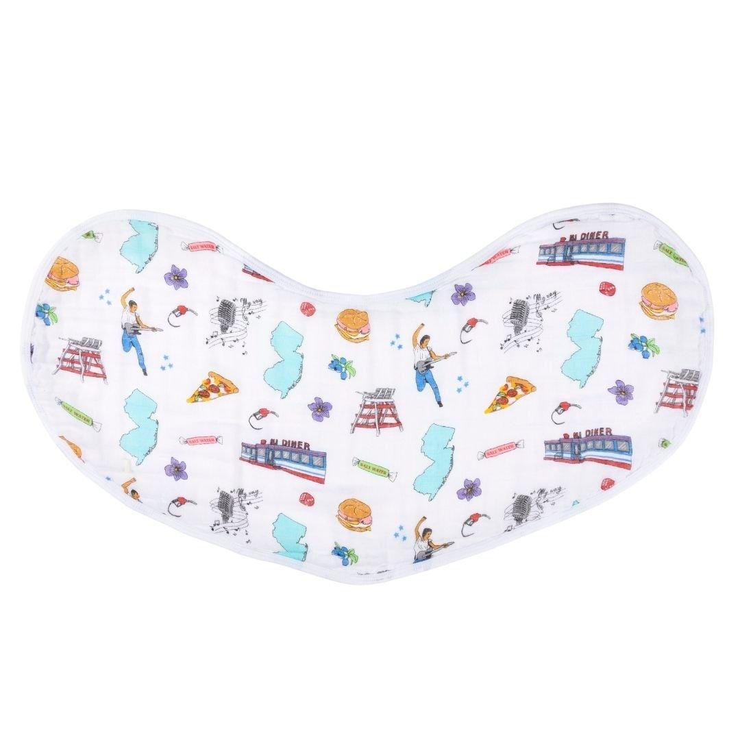Conjunto de regalo: manta de muselina para envolver al bebé y paño para eructar/babero combinados de New Jersey Baby