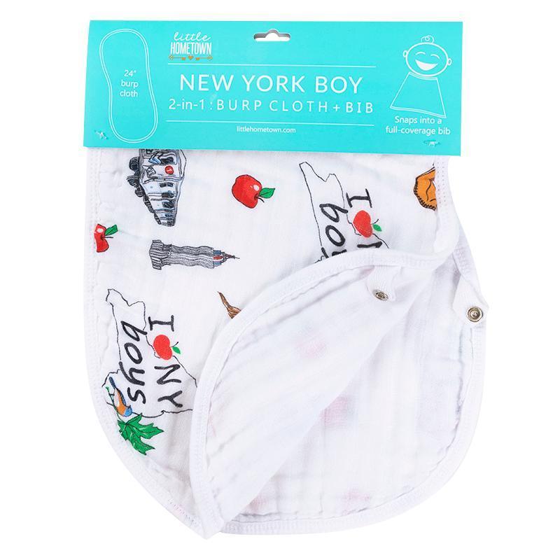 Conjunto de regalo: manta de muselina para envolver al bebé y paño para eructar/babero combinados para niño de New York Baby