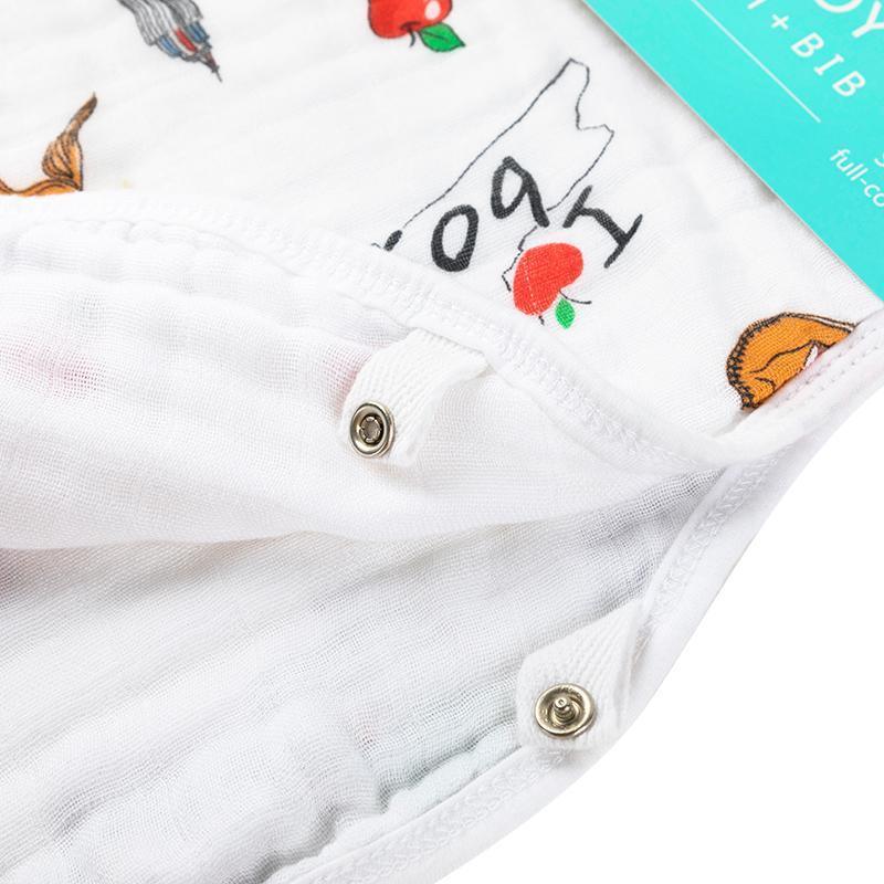 Conjunto de regalo: manta de muselina para envolver al bebé y paño para eructar/babero combinados para niño de New York Baby