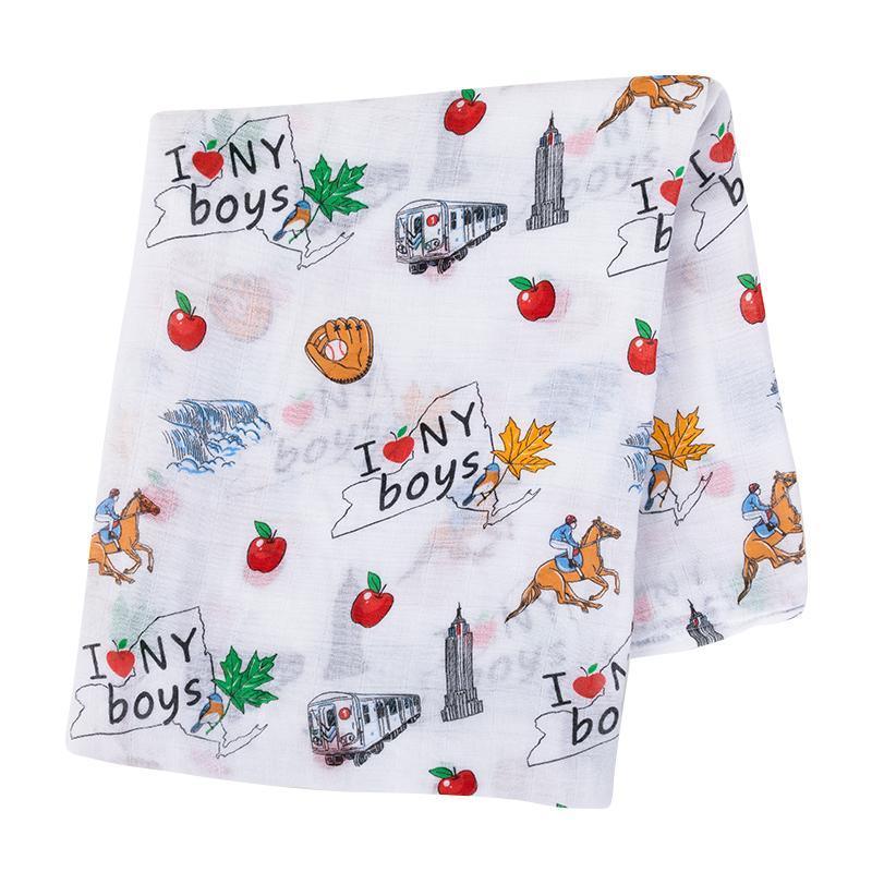 Conjunto de regalo: manta de muselina para envolver al bebé y paño para eructar/babero combinados para niño de New York Baby