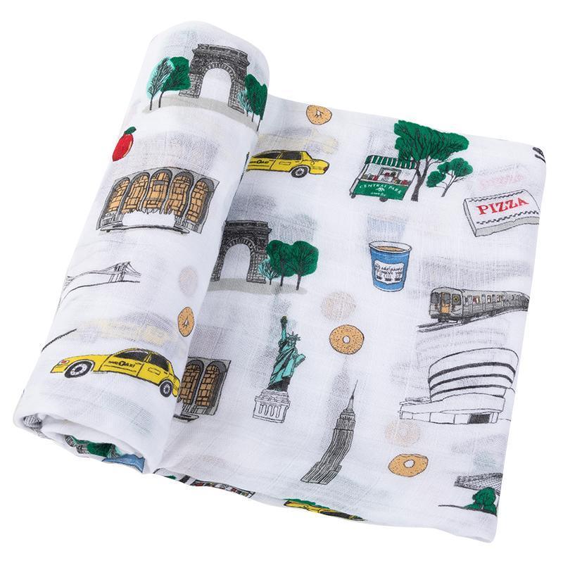 Conjunto de regalo: manta de muselina para bebé y babero/paño para eructar de la ciudad de Nueva York