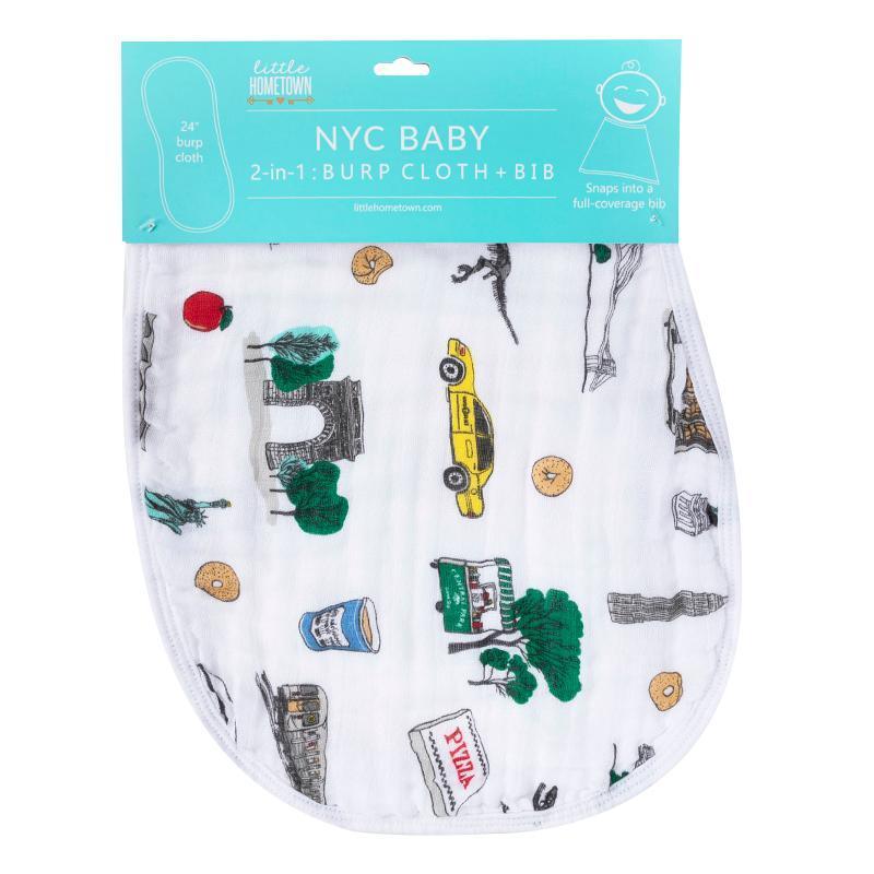 Conjunto de regalo: manta de muselina para bebé y babero/paño para eructar de la ciudad de Nueva York