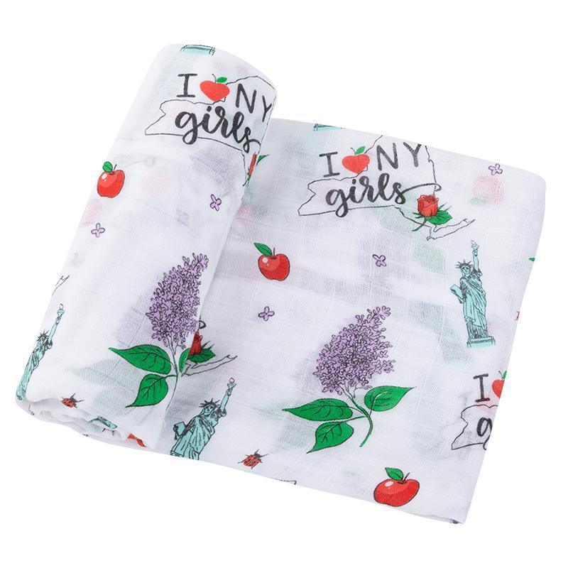 Conjunto de regalo: manta de muselina para bebé y babero/paño para eructar de New York Girl