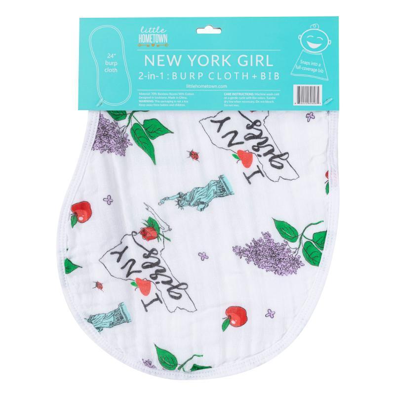 Conjunto de regalo: manta de muselina para bebé y babero/paño para eructar de New York Girl