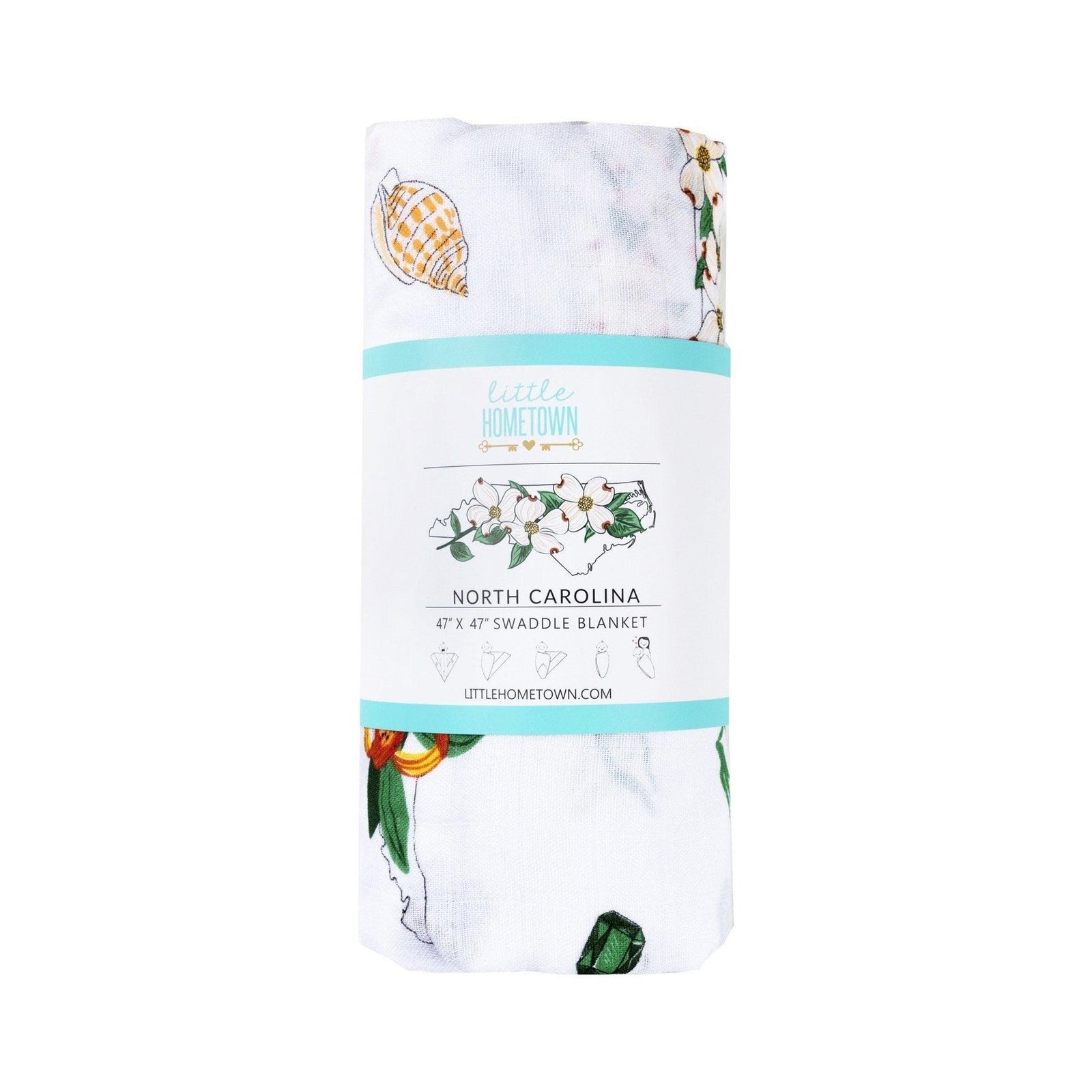 Conjunto de regalo: manta de muselina para envolver al bebé y paño eructador/babero combinados de Carolina del Norte (floral)