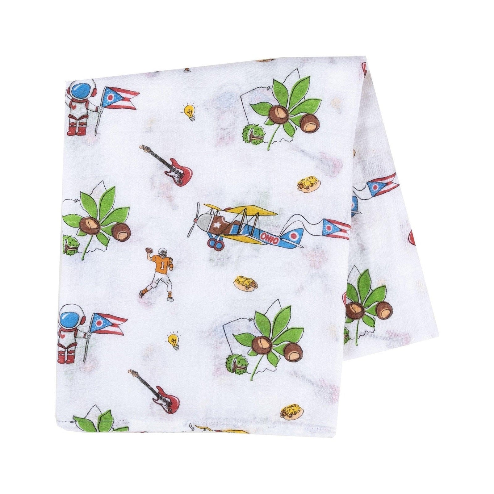 Conjunto de regalo: manta de muselina para envolver al bebé y paño para eructar/babero combinados de Ohio Baby