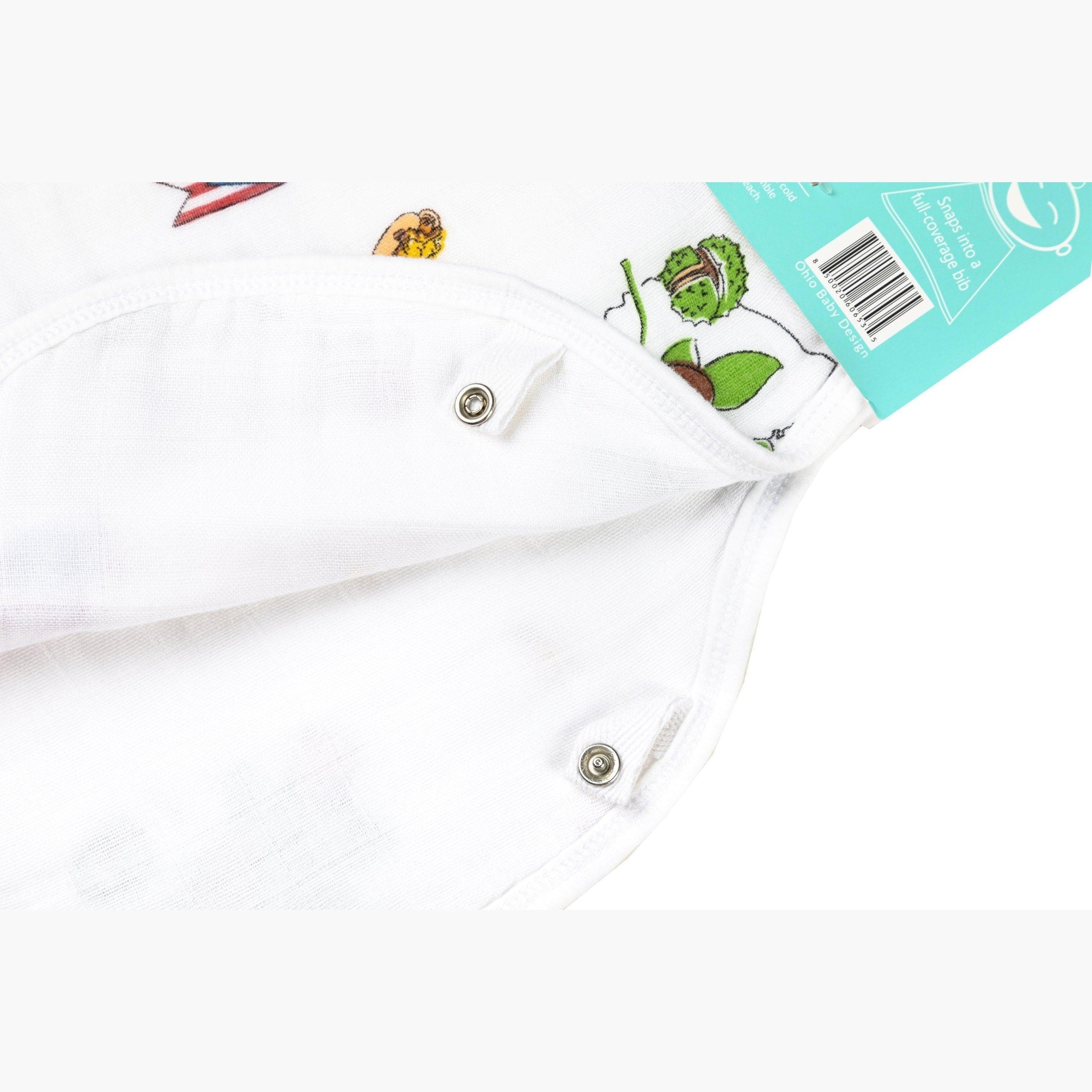 Conjunto de regalo: manta de muselina para envolver al bebé y paño para eructar/babero combinados de Ohio Baby