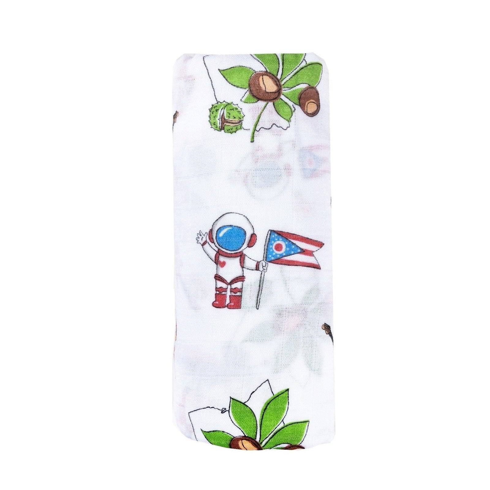 Conjunto de regalo: manta de muselina para envolver al bebé y paño para eructar/babero combinados de Ohio Baby