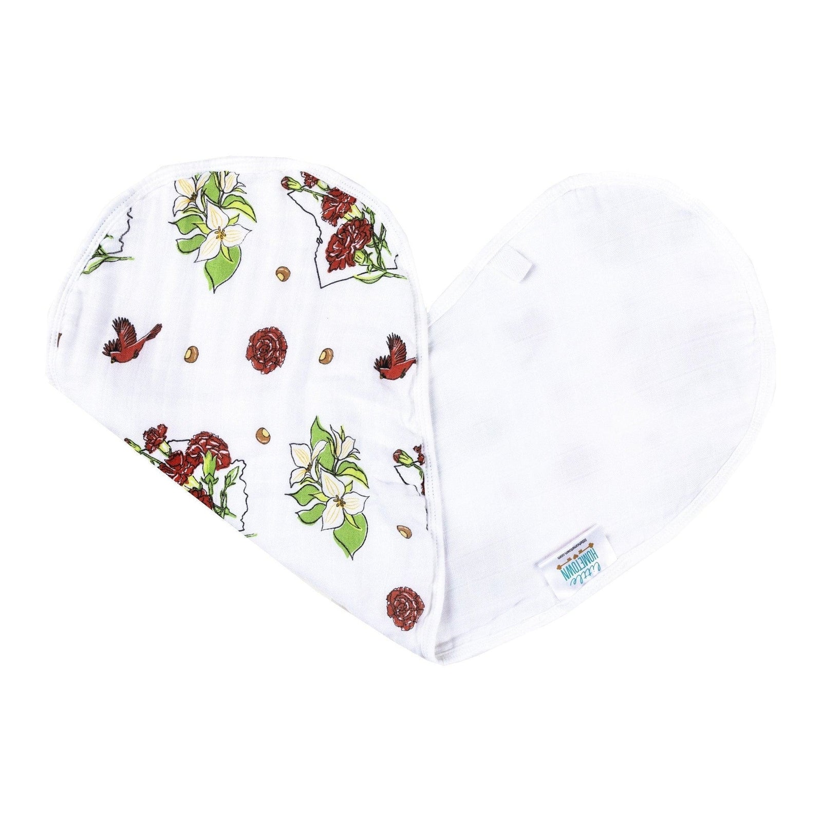 Conjunto de regalo: manta de muselina para envolver al bebé Ohio Baby (floral) y babero/eructo combinado