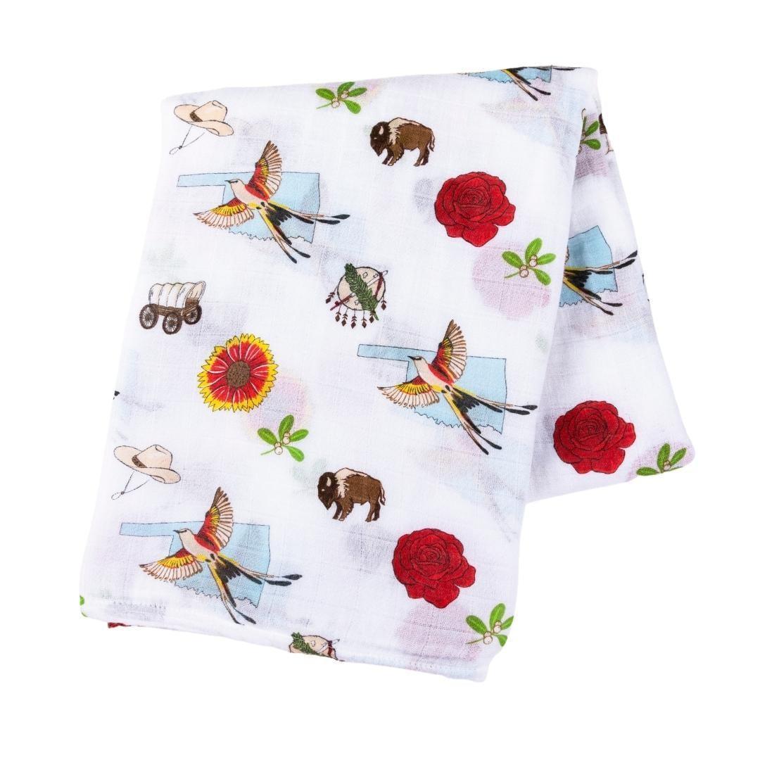 Conjunto de regalo: manta envolvente Oklahoma y paño eructador/babero combinado