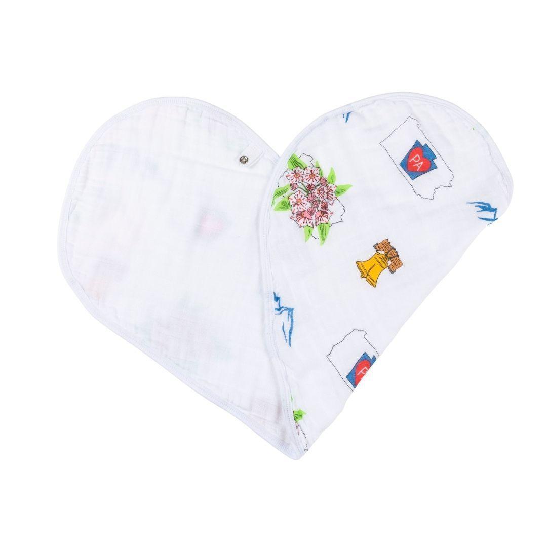 Conjunto de regalo: manta de muselina para envolver al bebé y paño eructador/babero combinados de Pennsylvania Baby