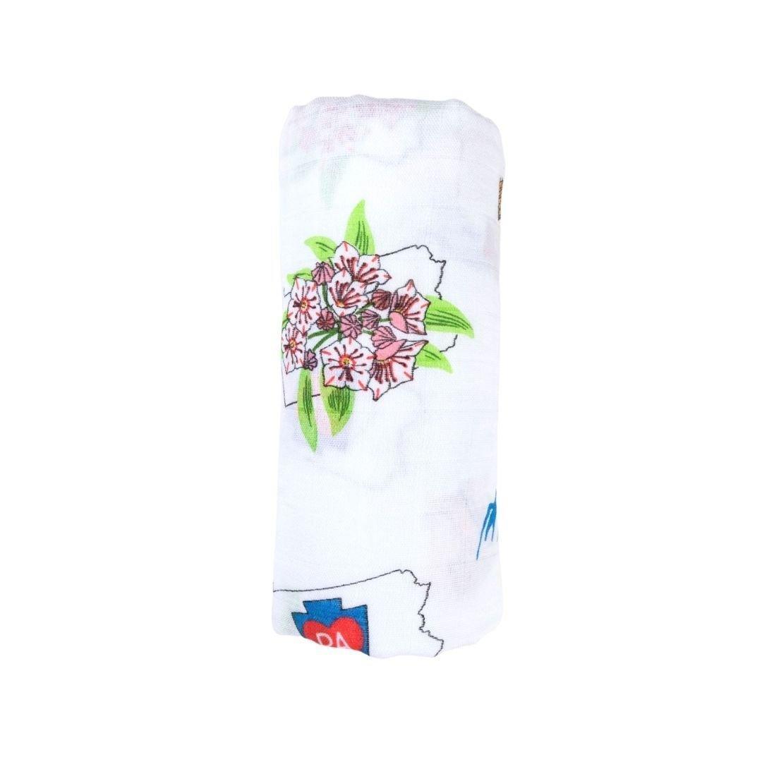 Conjunto de regalo: manta de muselina para envolver al bebé y paño eructador/babero combinados de Pennsylvania Baby