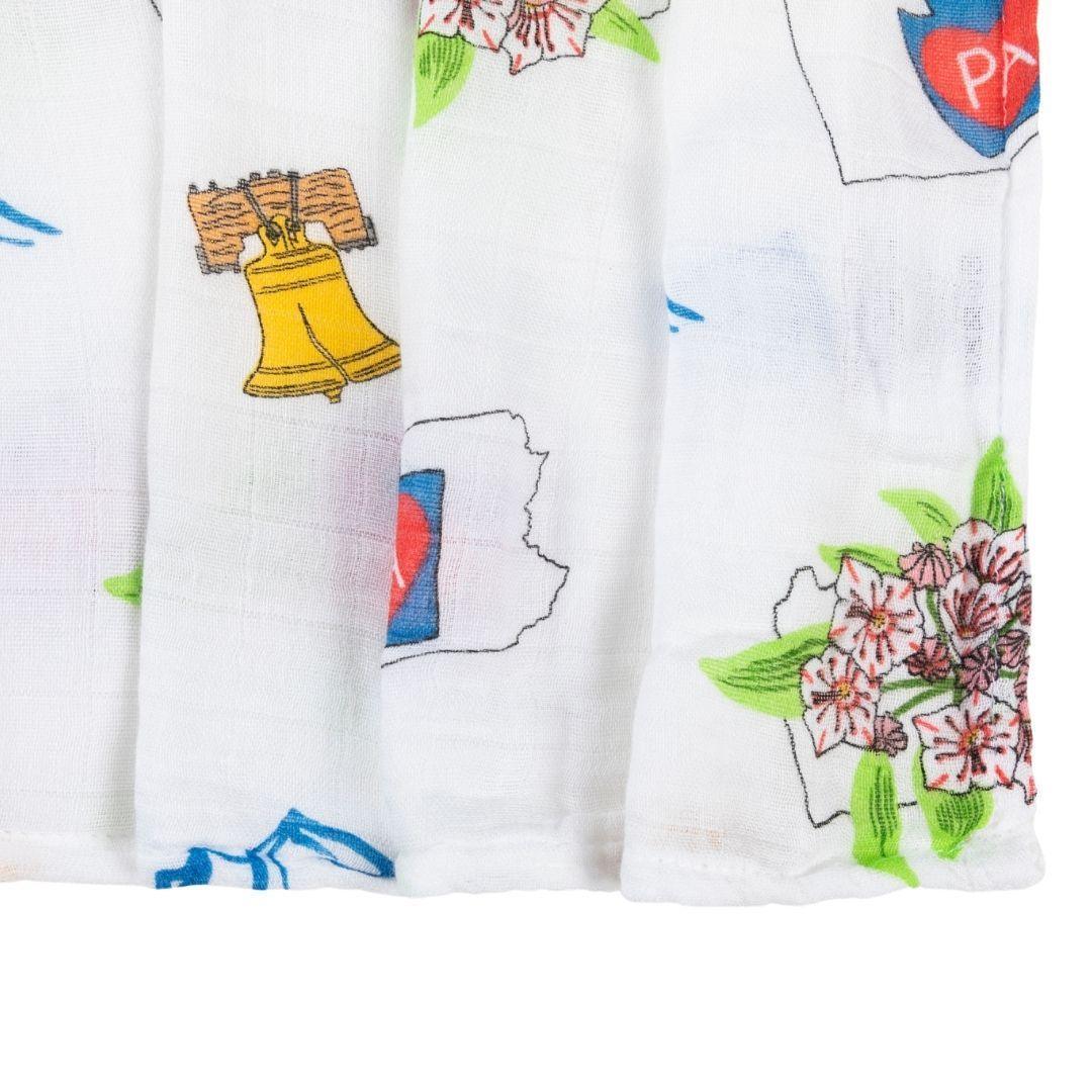 Conjunto de regalo: manta de muselina para envolver al bebé y paño eructador/babero combinados de Pennsylvania Baby