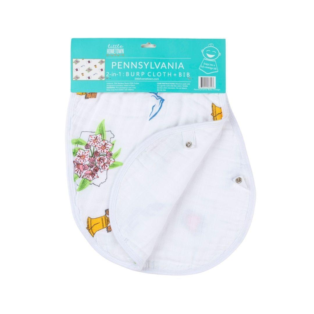Conjunto de regalo: manta de muselina para envolver al bebé y paño eructador/babero combinados de Pennsylvania Baby