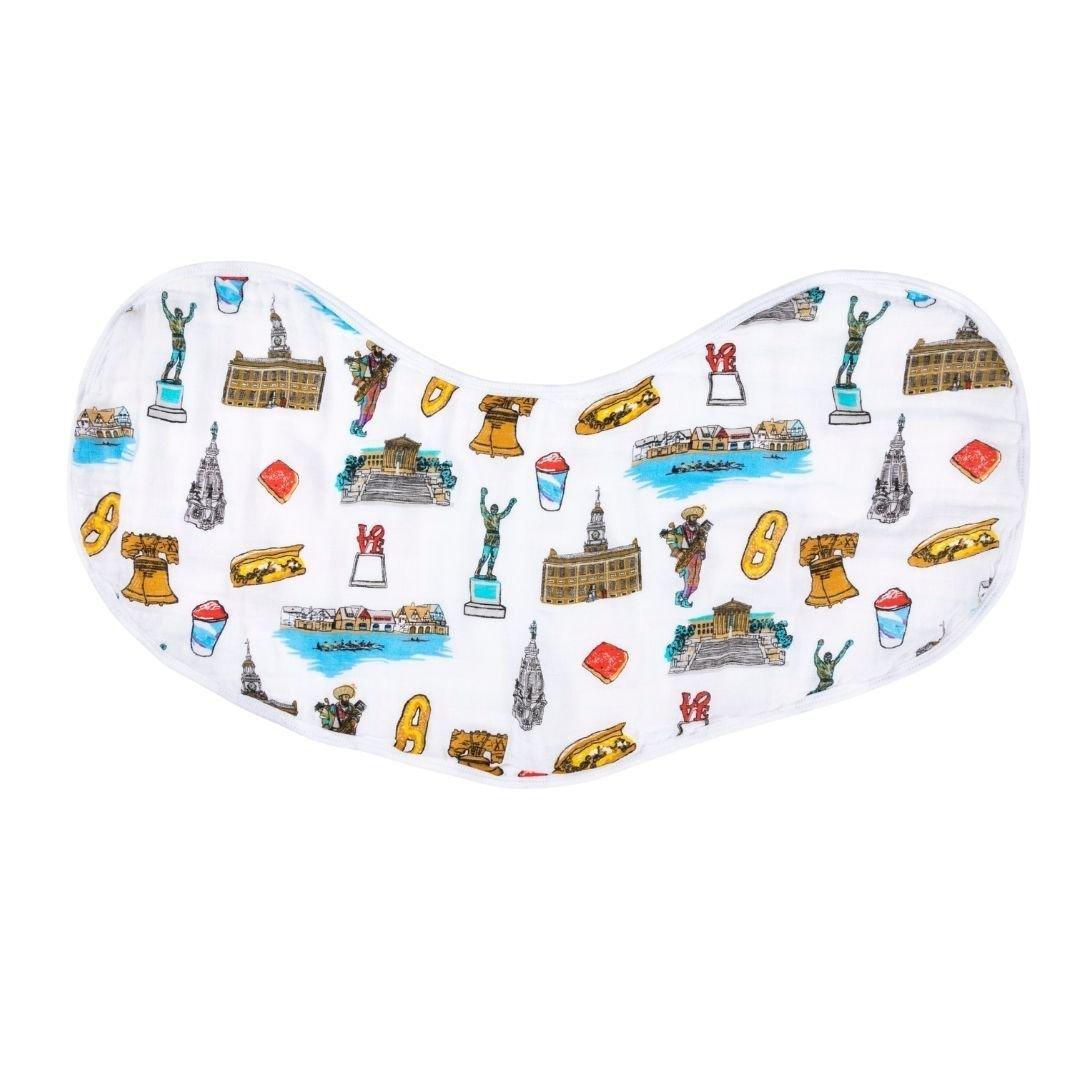 Conjunto de regalo: manta de muselina para envolver al bebé y paño eructador/babero combinados de Philadelphia Baby