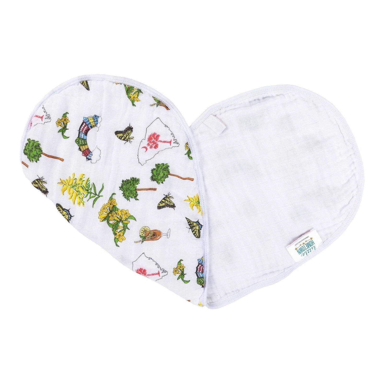 Conjunto de regalo: manta de muselina para bebé niña de Carolina del Sur y paño eructador/babero combinado