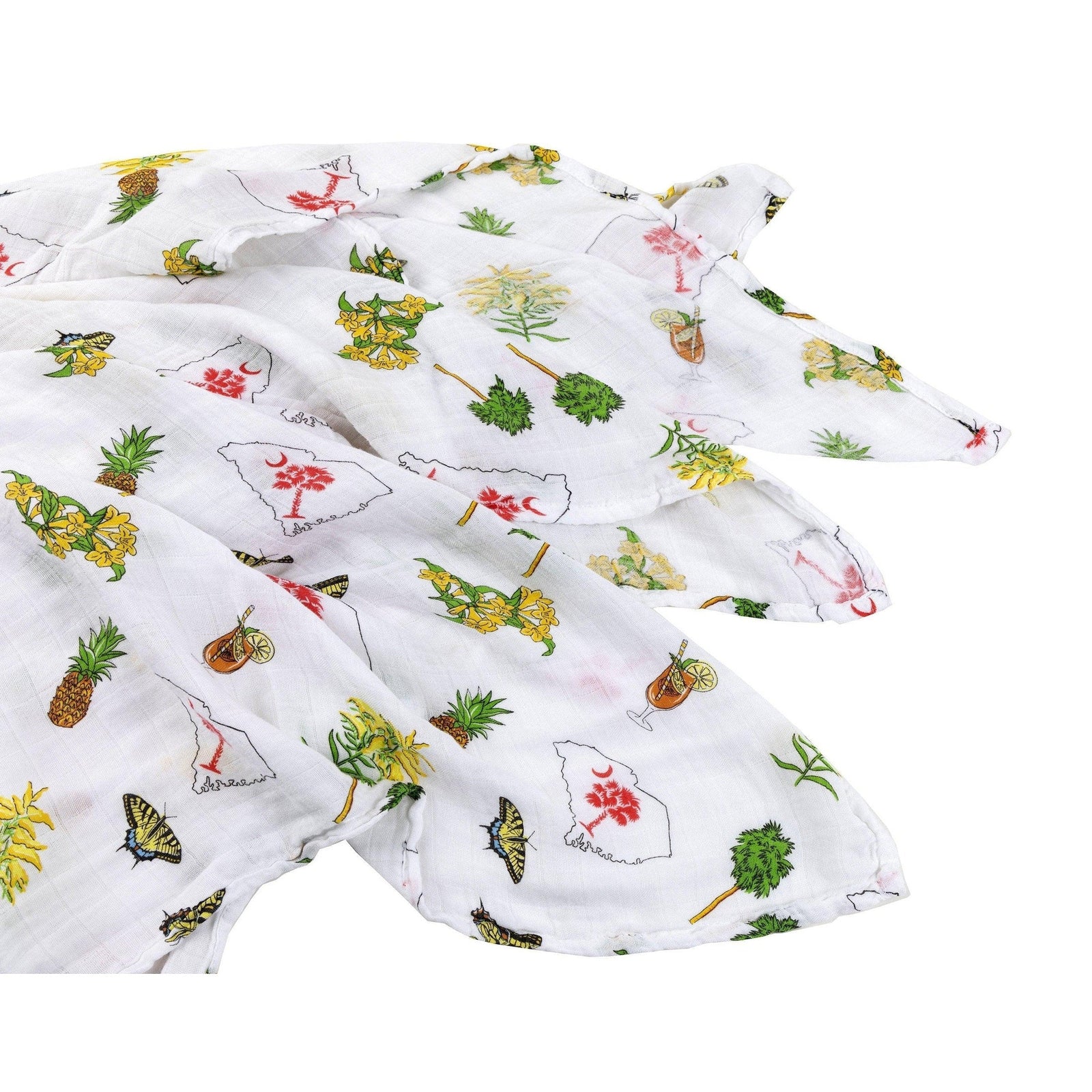 Conjunto de regalo: manta de muselina para bebé niña de Carolina del Sur y paño eructador/babero combinado