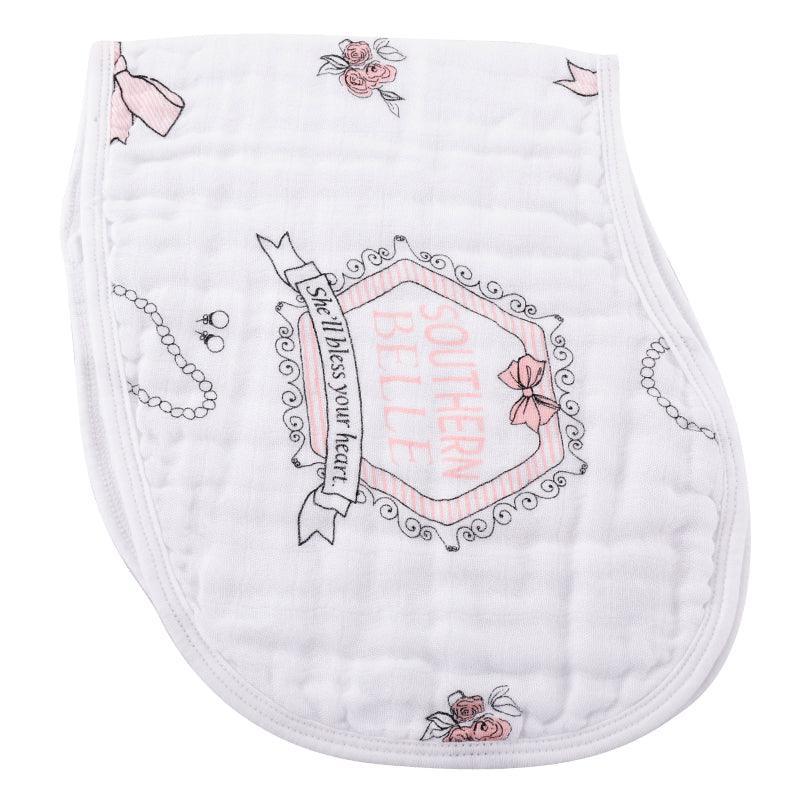 Conjunto de regalo: manta de muselina para envolver al bebé y paño eructador/babero combinados Southern Belle