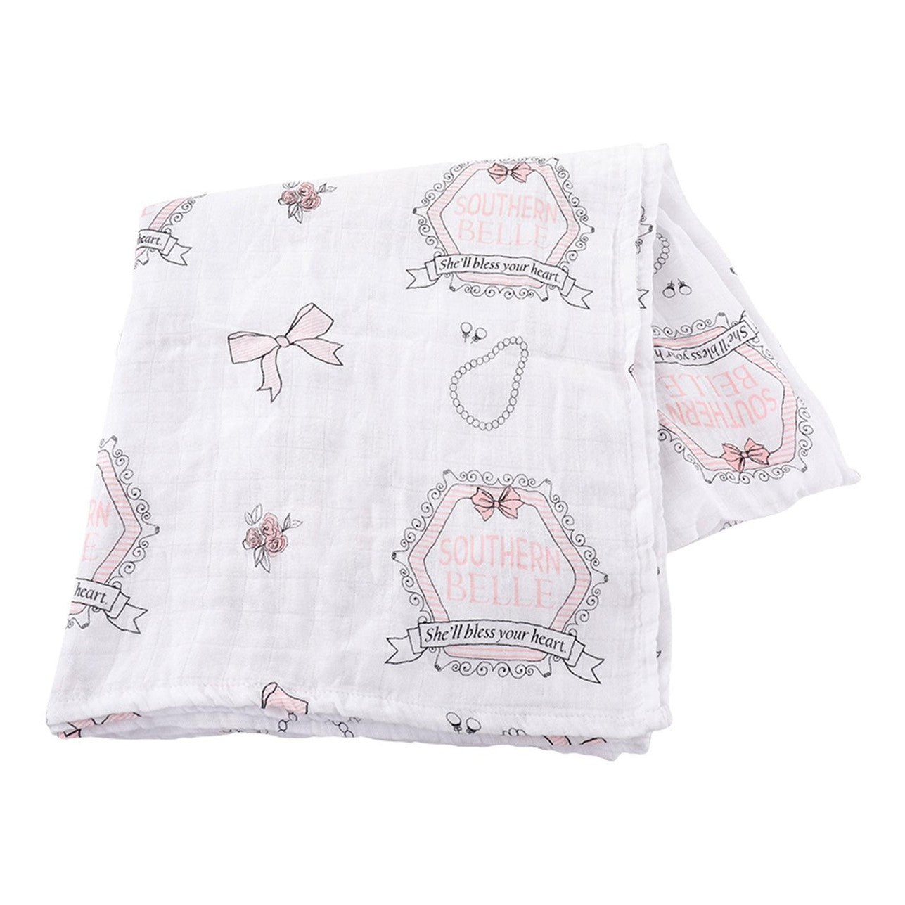 Conjunto de regalo: manta de muselina para envolver al bebé y paño eructador/babero combinados Southern Belle