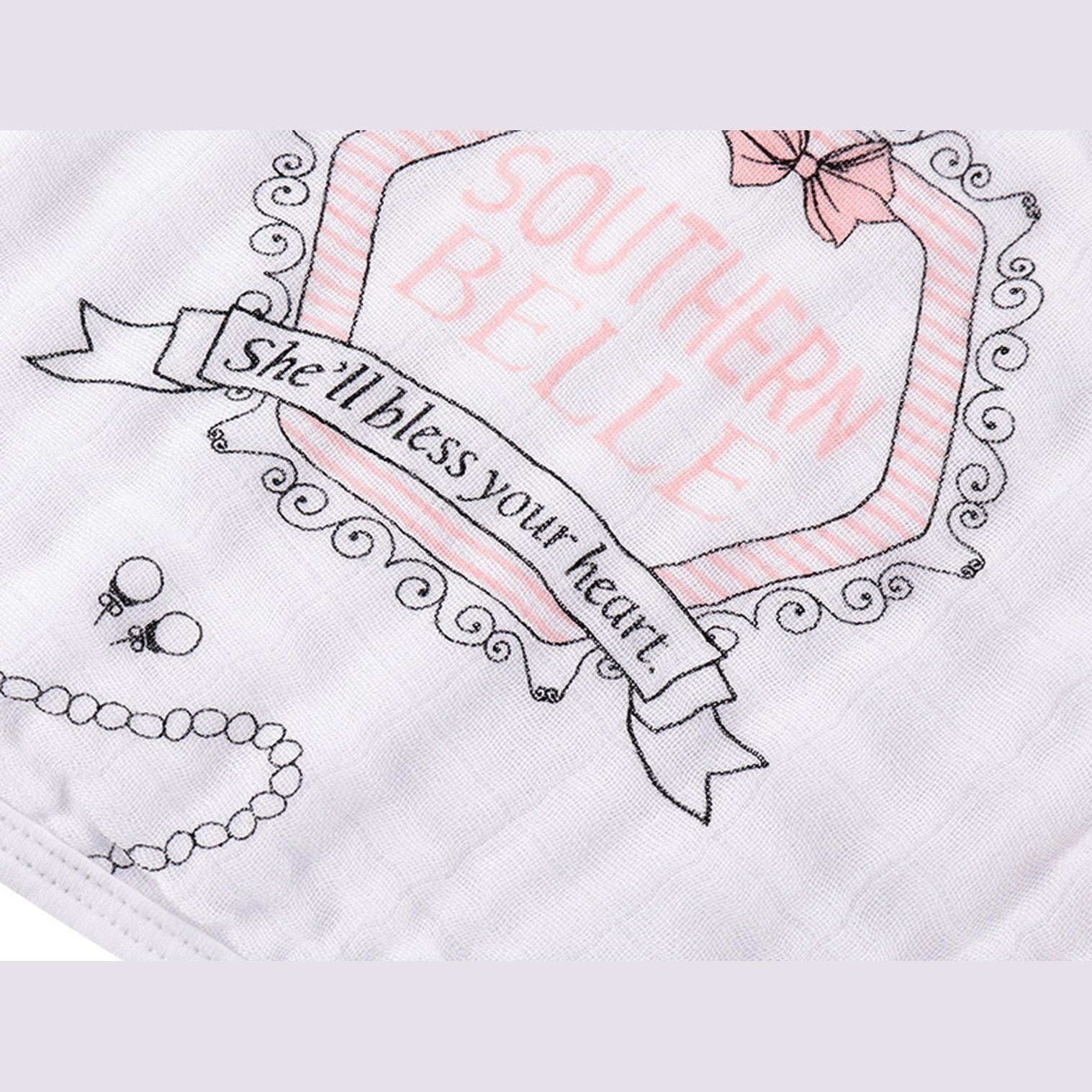 Conjunto de regalo: manta de muselina para envolver al bebé y paño eructador/babero combinados Southern Belle