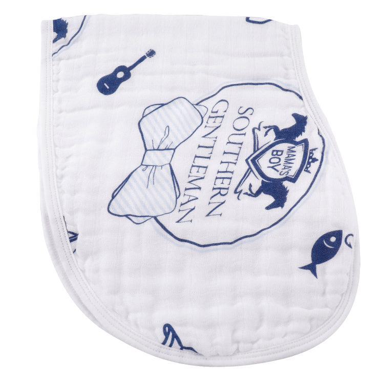Conjunto de regalo: manta de muselina para bebé y babero/paño para eructar de Southern Gentleman