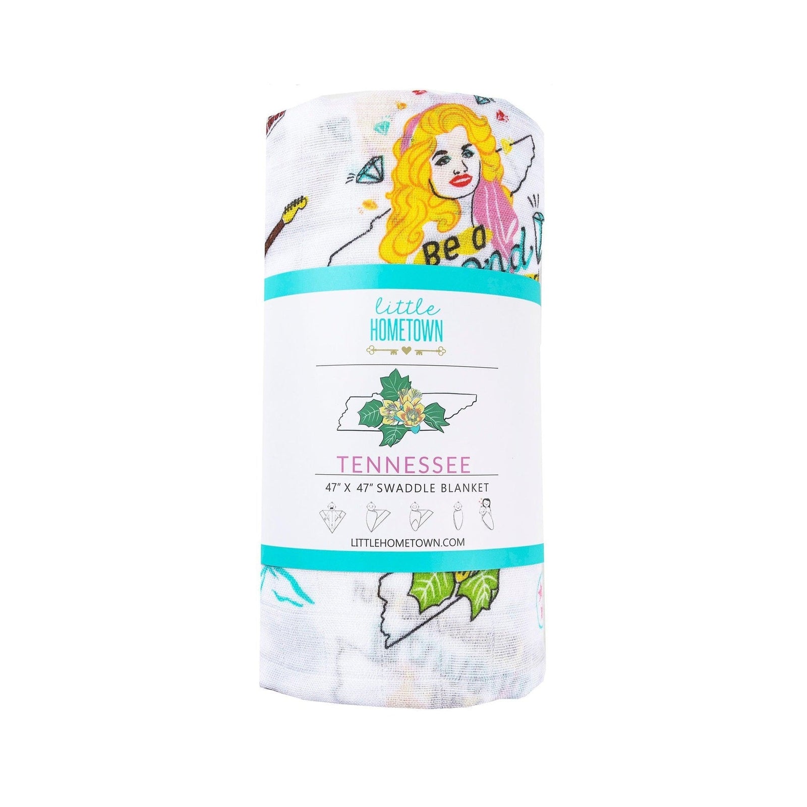 Conjunto de regalo: manta de muselina para envolver al bebé y paño eructador/babero combinados de Tennessee Baby (floral)