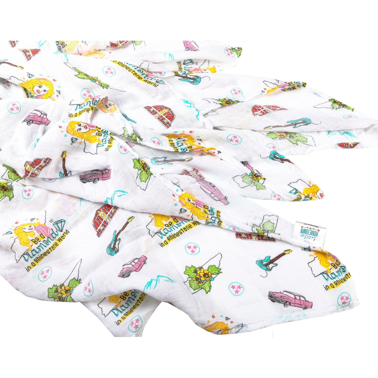 Conjunto de regalo: manta de muselina para envolver al bebé y paño eructador/babero combinados de Tennessee Baby (floral)