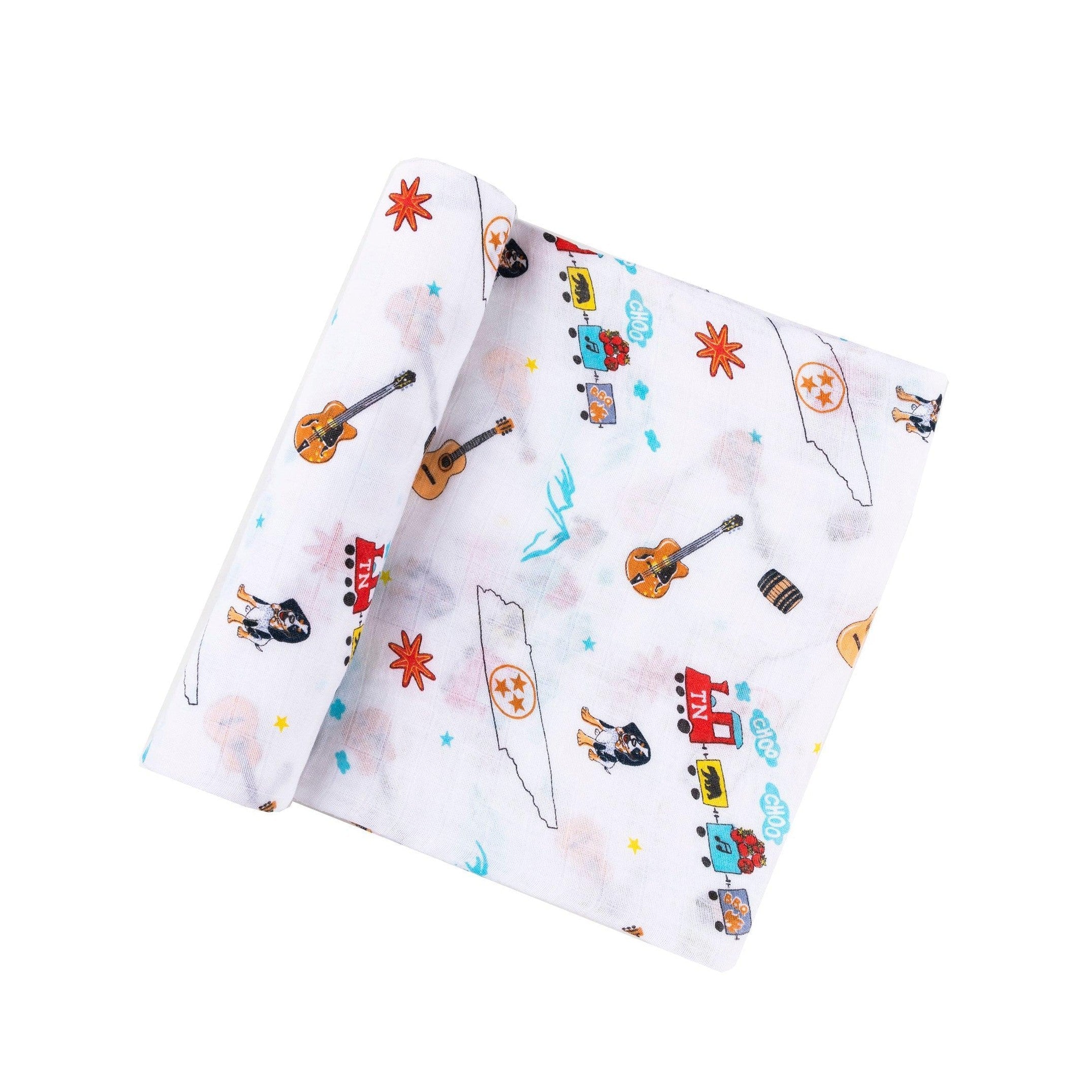 Conjunto de regalo: manta de muselina para envolver al bebé y paño eructador/babero combinados de Tennessee Baby