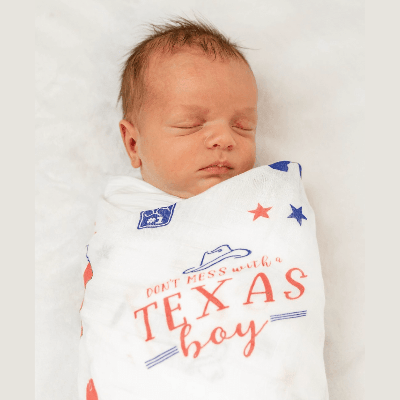 Conjunto de regalo: manta de muselina para envolver al bebé y paño eructador/babero combinados para niño de Texas Baby 