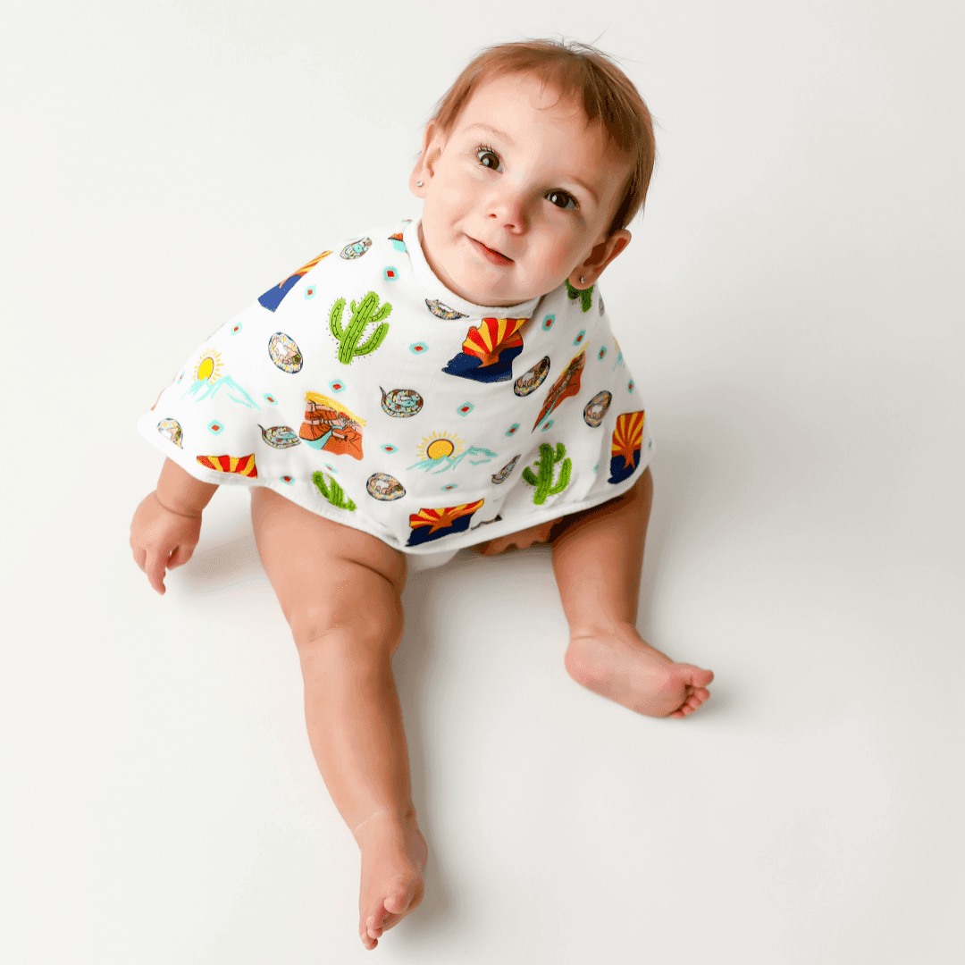 Conjunto de regalo: manta de muselina para envolver al bebé y paño para eructar/babero combinados de Arizona Baby