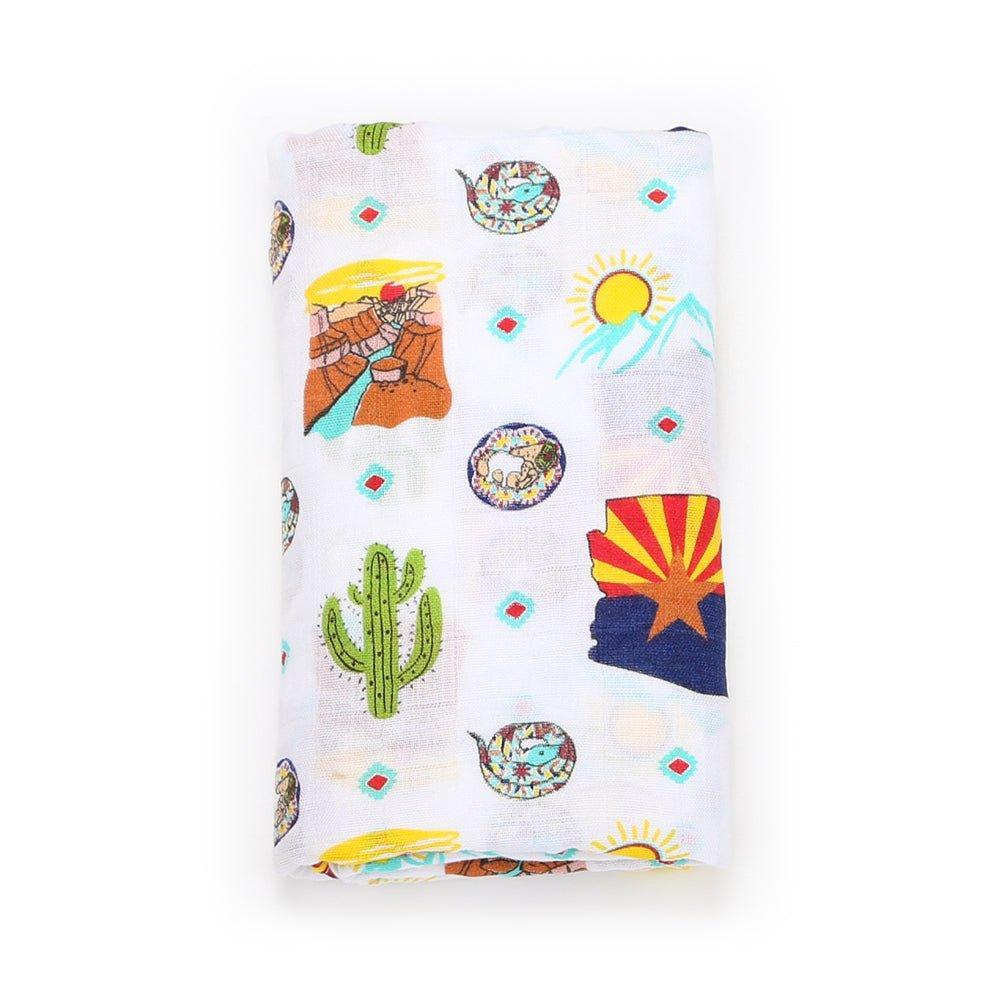 Conjunto de regalo: manta de muselina para envolver al bebé y paño para eructar/babero combinados de Arizona Baby