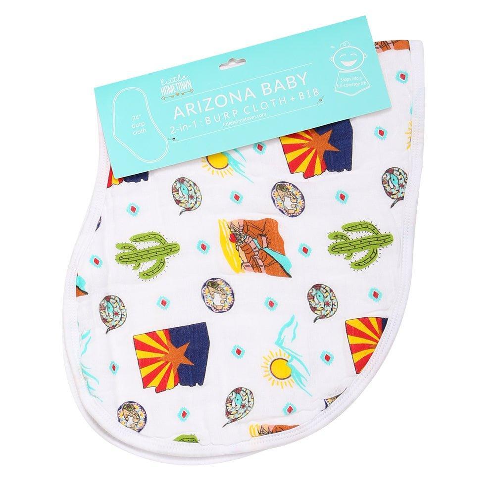 Conjunto de regalo: manta de muselina para envolver al bebé y paño para eructar/babero combinados de Arizona Baby